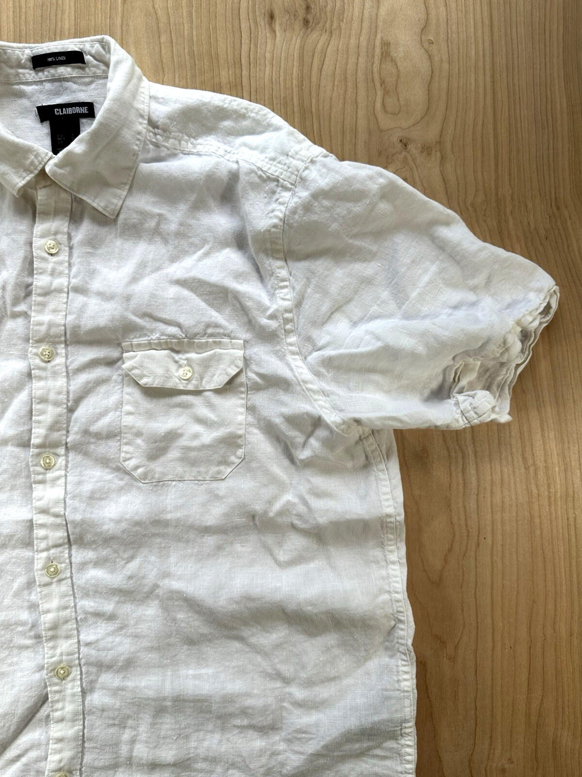 vintage 90's LINEN button up shirt MENS large pockets SUMMER gorp CLAIBORNE