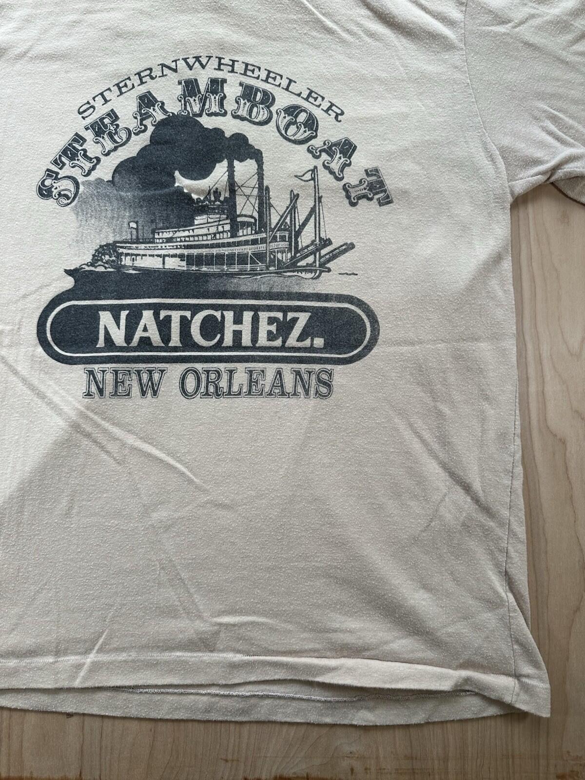 vintage 70's STEAMBOAT shirt NEW ORLEANS natchez LARGE pocket 2 sided RARE