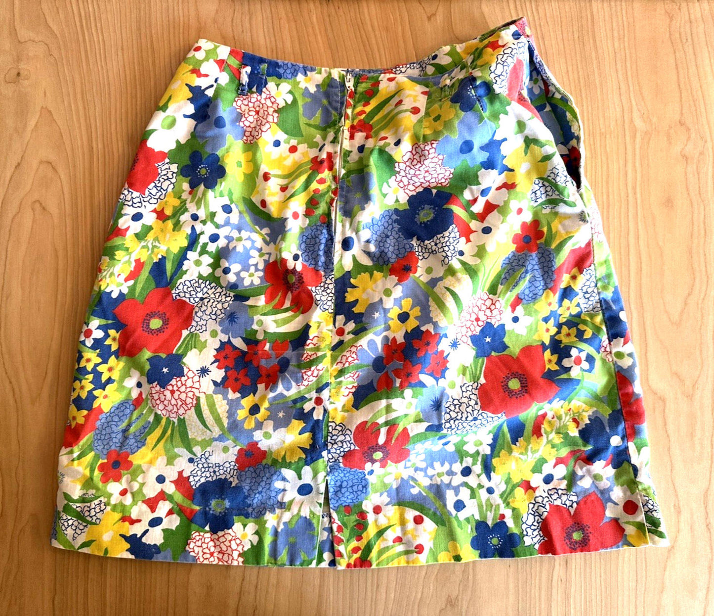 vintage 70's FLORAL A line SKIRT back slit ZIPPER indie HIPPY preppy ONE POCKET