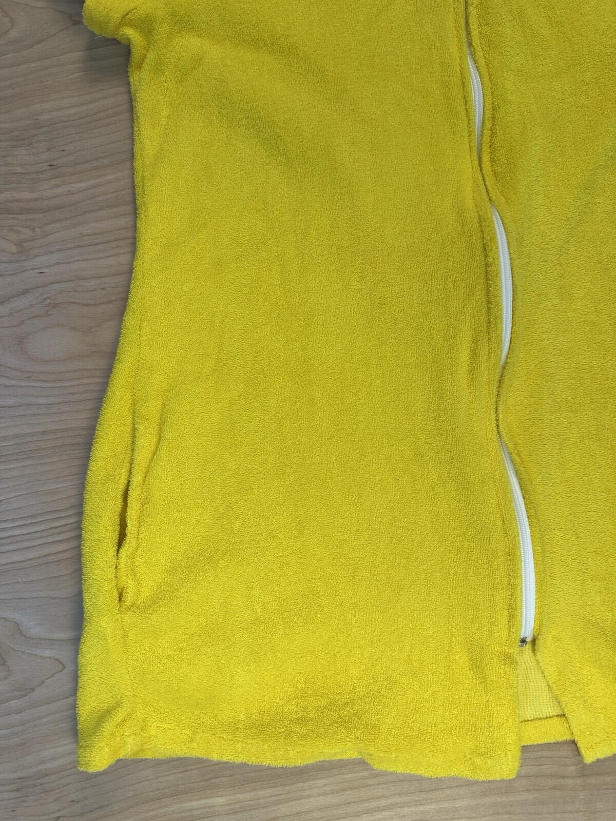 vintage 80's JC PENNY california YELLOW TERRY CLOTH BEACH COVERUP large HOOD