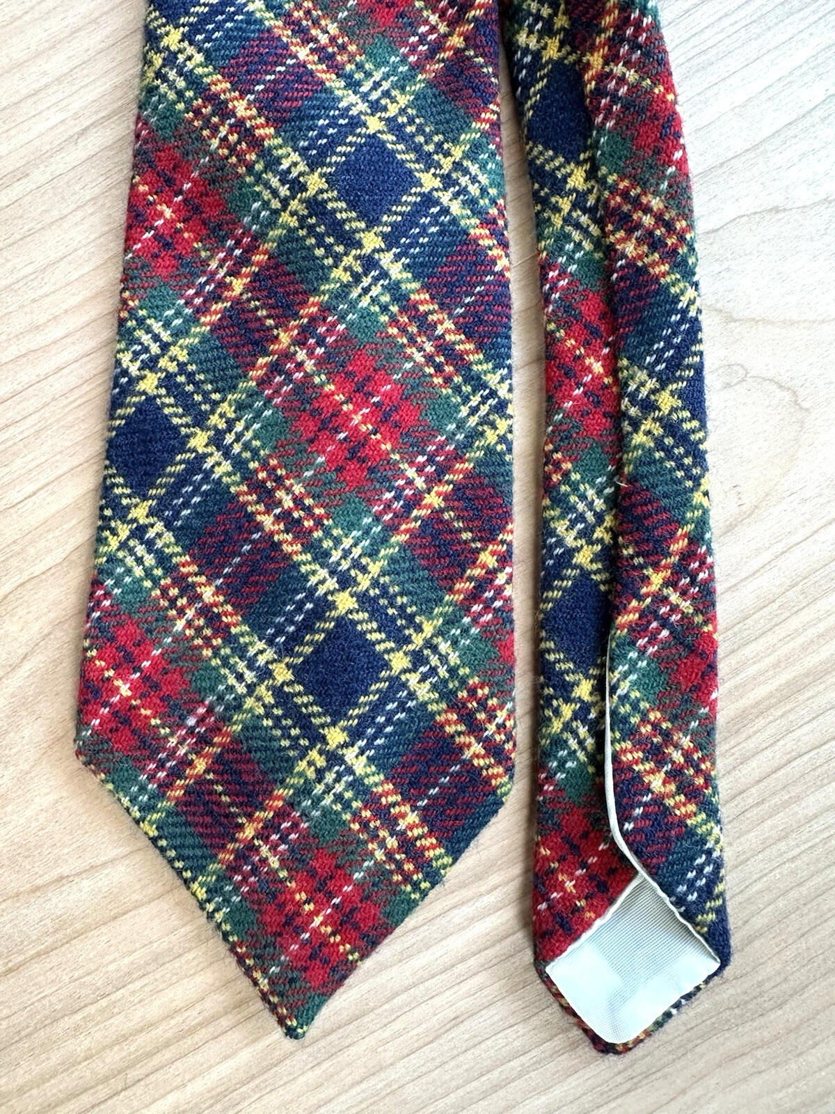 vintage 1980 plaid wool tie BEAUTIFUL rumson roulette hand made preppy classic