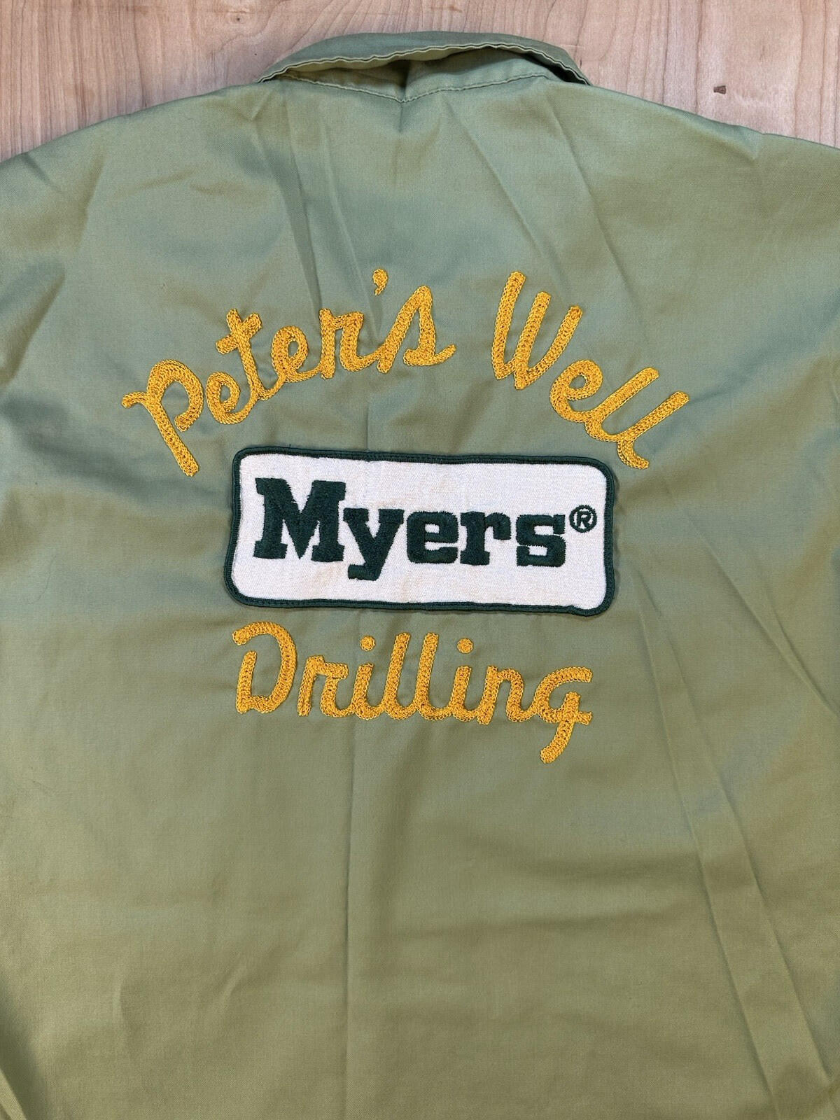 vintage 60's CHAIN STITCH large patch UNITOGG work shirt MEDIUM green USA made