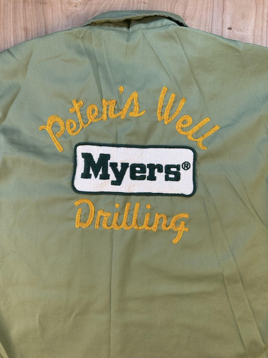 vintage 60's CHAIN STITCH large patch UNITOGG work shirt MEDIUM green USA made