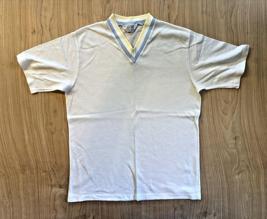 vintage 1970's JOHN BLAIR sports classics V NECK knit white MEDIUM fresh