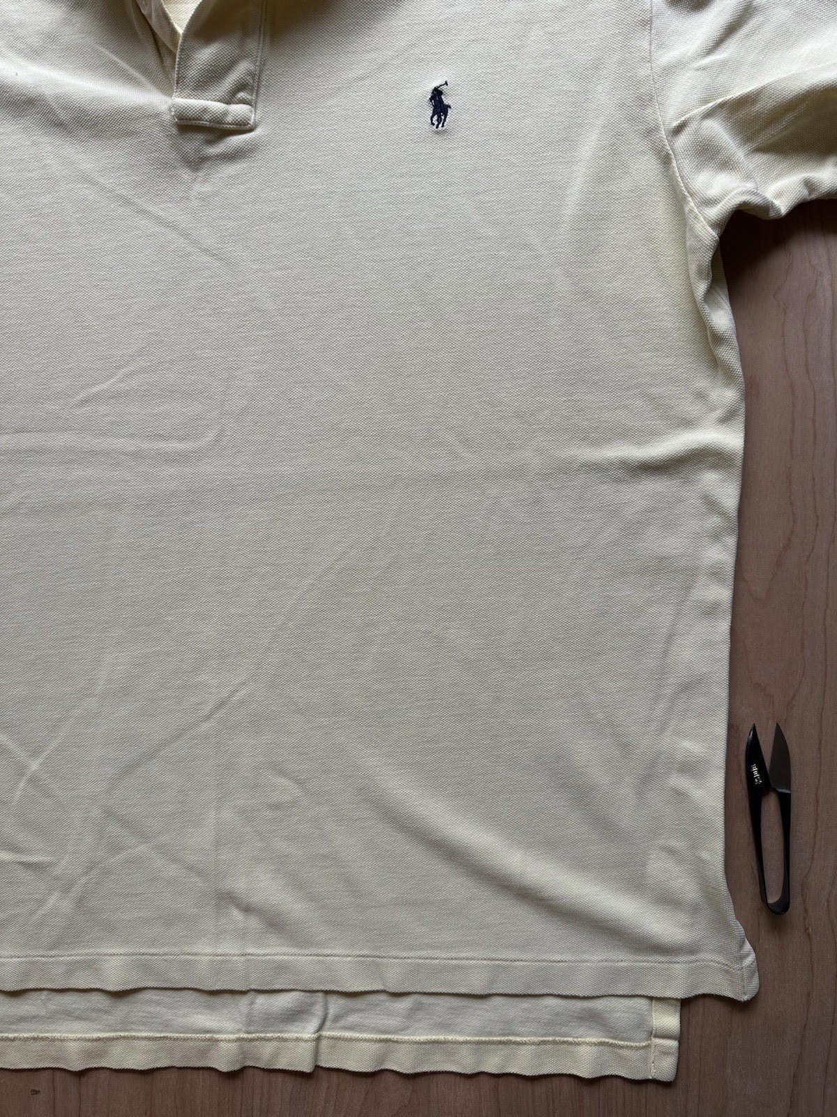 vintage 90's POLO shirt RALPH LAUREN yellow WORN faded BROKEN IN shredded SOFT