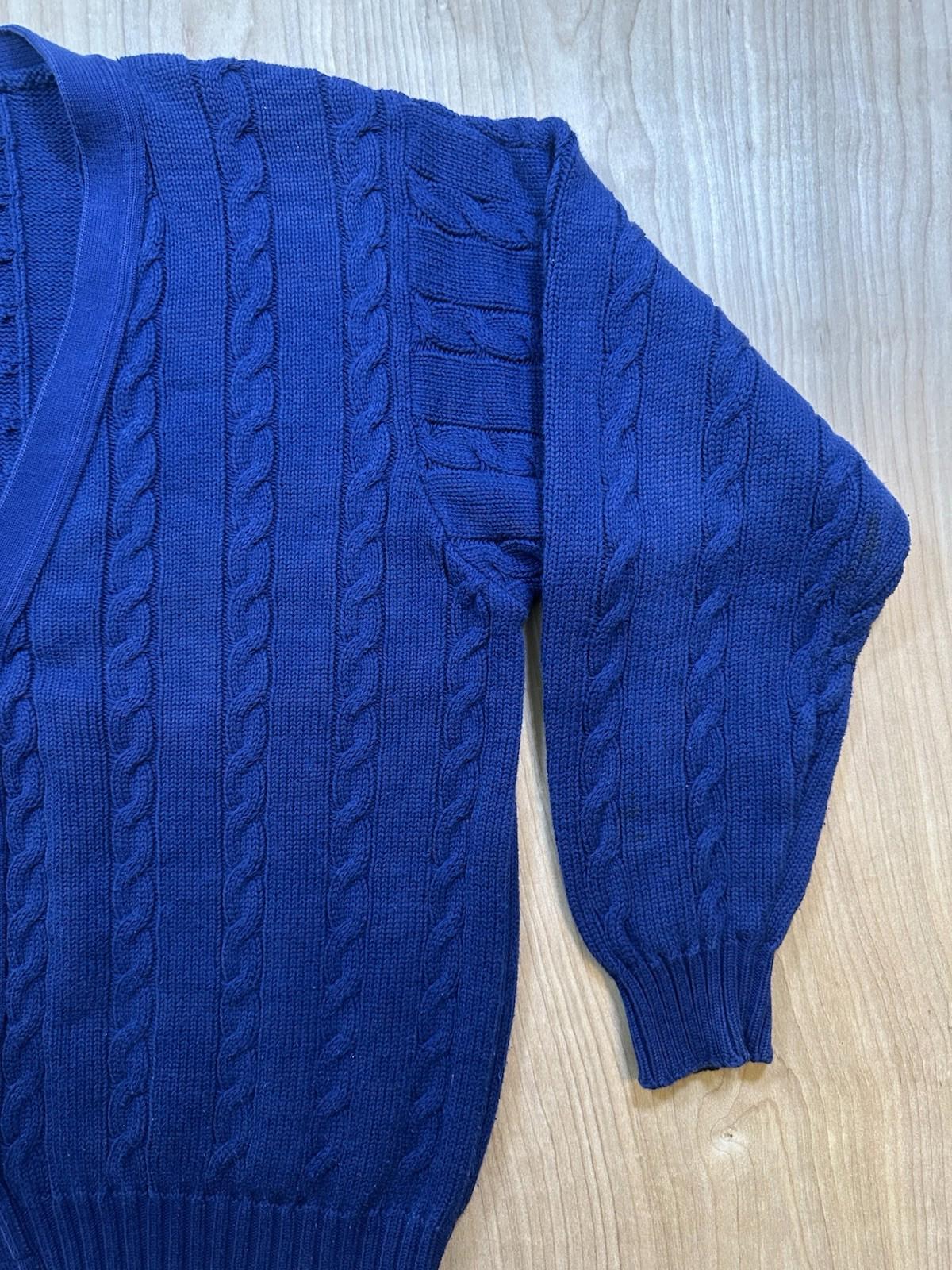 vintage 90's BENETTON cardigan STRANGER THINGS blue COTTON cable knit ITALY prep