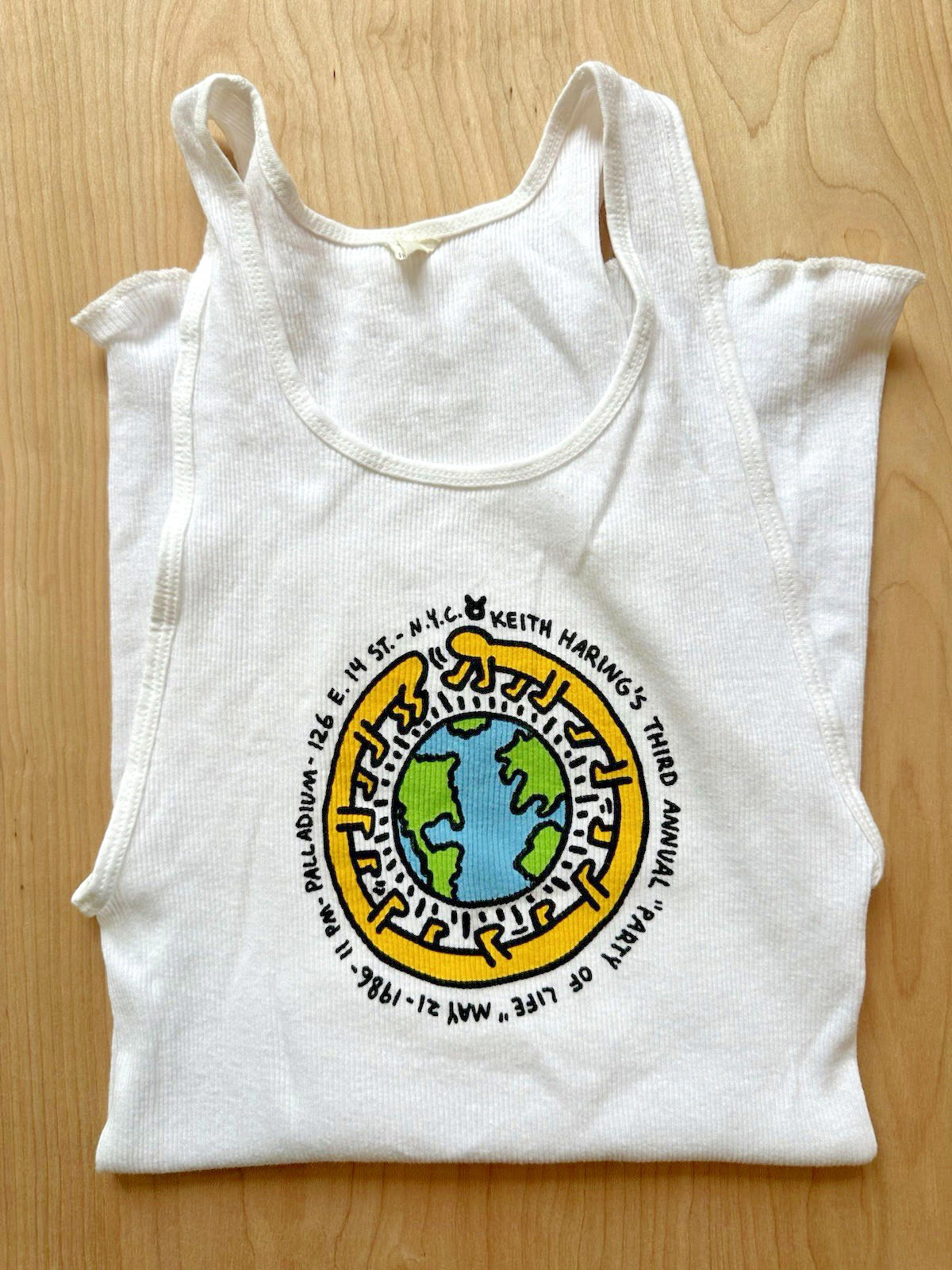 Keith Haring 1986 party of life INVITATION tank top shirt never worn RARE