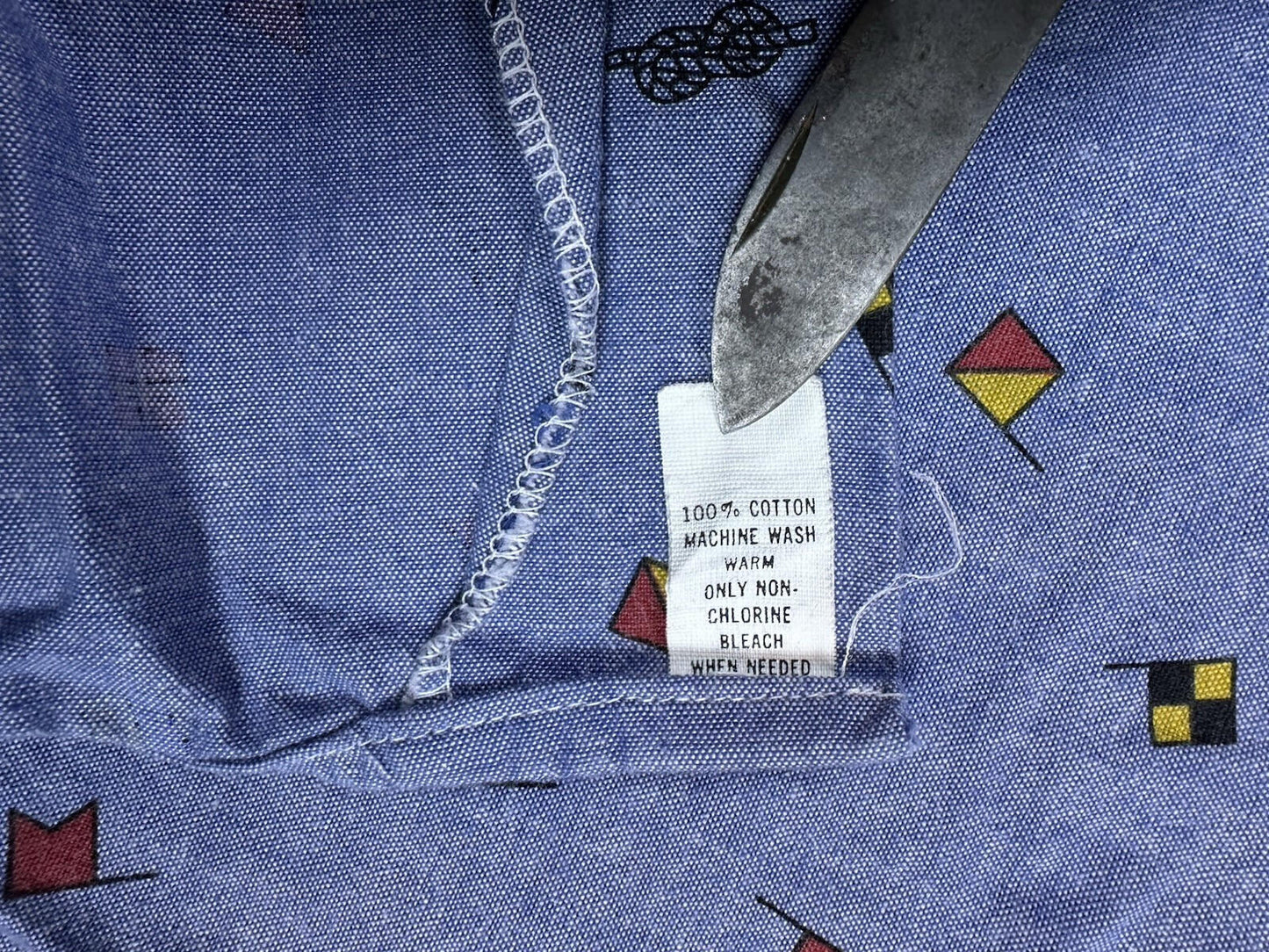 vintage 80's CHAMBRAY nautical theme BUTTON DOWN xtra large CREGOS stone harbor
