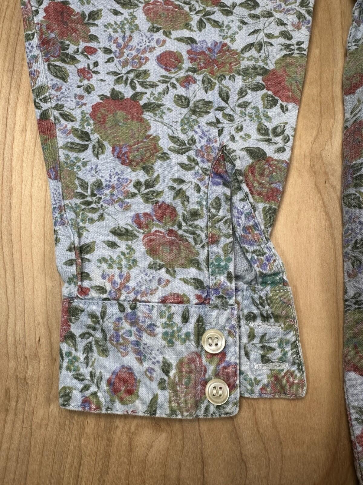 vintage 80's GAP floral blouse BUTTON DOWN cotton SMALL pocket PREPPY country