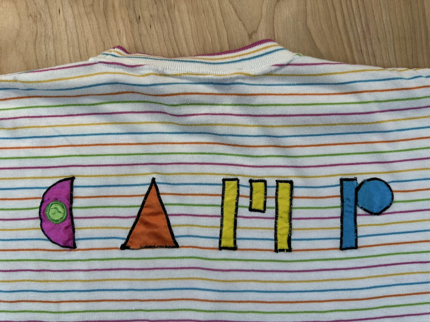 vintage 80's CAMP BEVERLY HILLS crop top applique NEW WAVE striped VALLEY GIRL