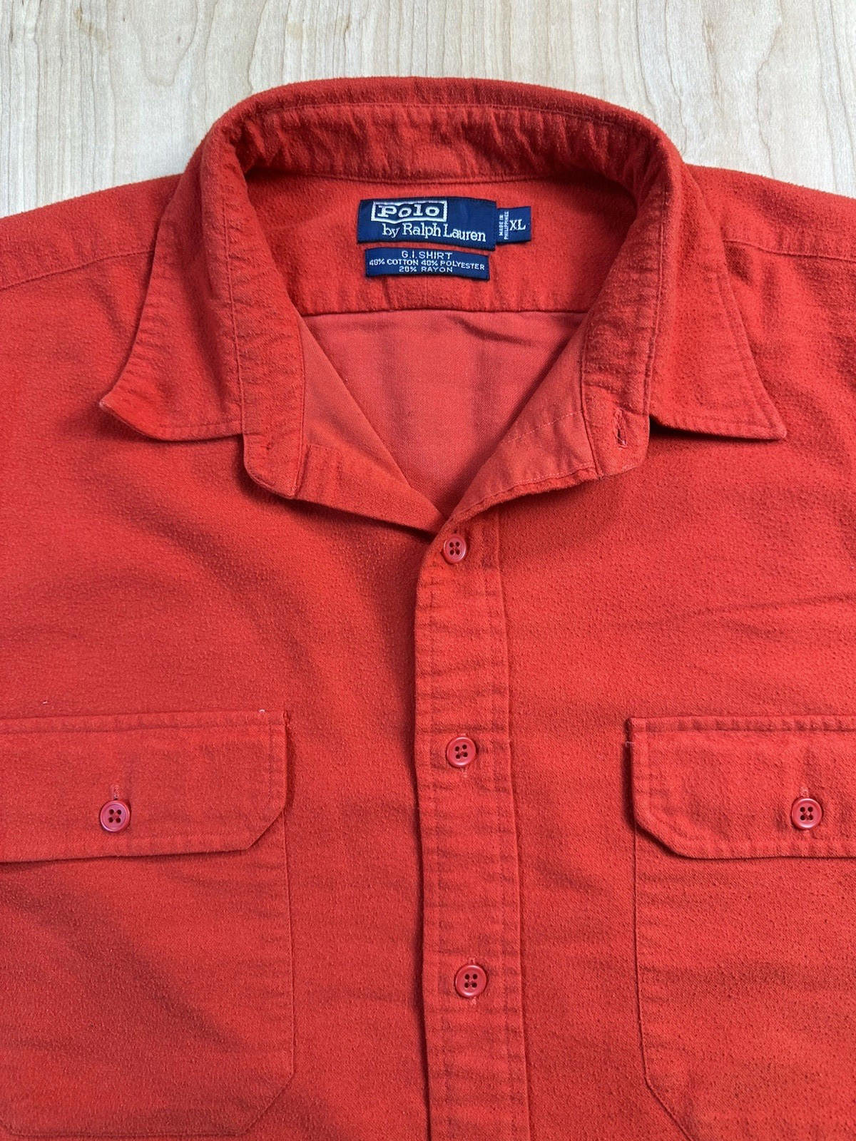 vintage 90's RALPH LAUREN polo G.I. SHIRT button down RED xtra large PREPPY gorp