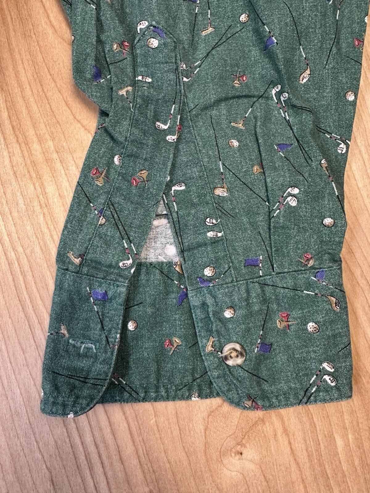 vintage 90's CHAPS RALPH LAUREN button down ALL OVER GOLF PRINT cotton XL green
