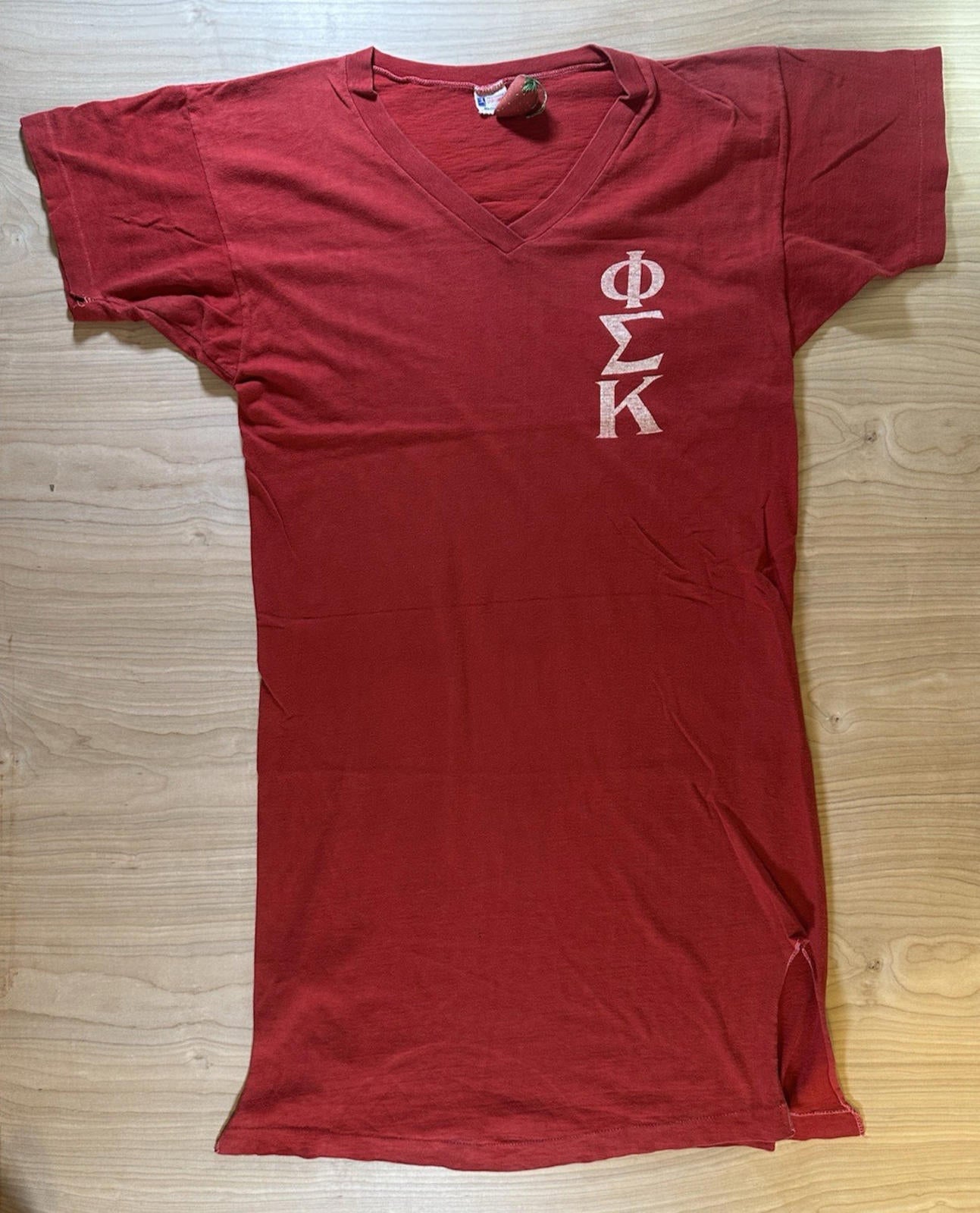 true vintage 1950's CHAMPION sleep shirt PHI SIGMA KAPPA amherst u RED medium