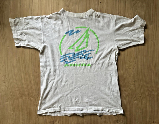 vintage 80's neon sail ARUBA SHIRT single stitch size XTRA LARGE white hot