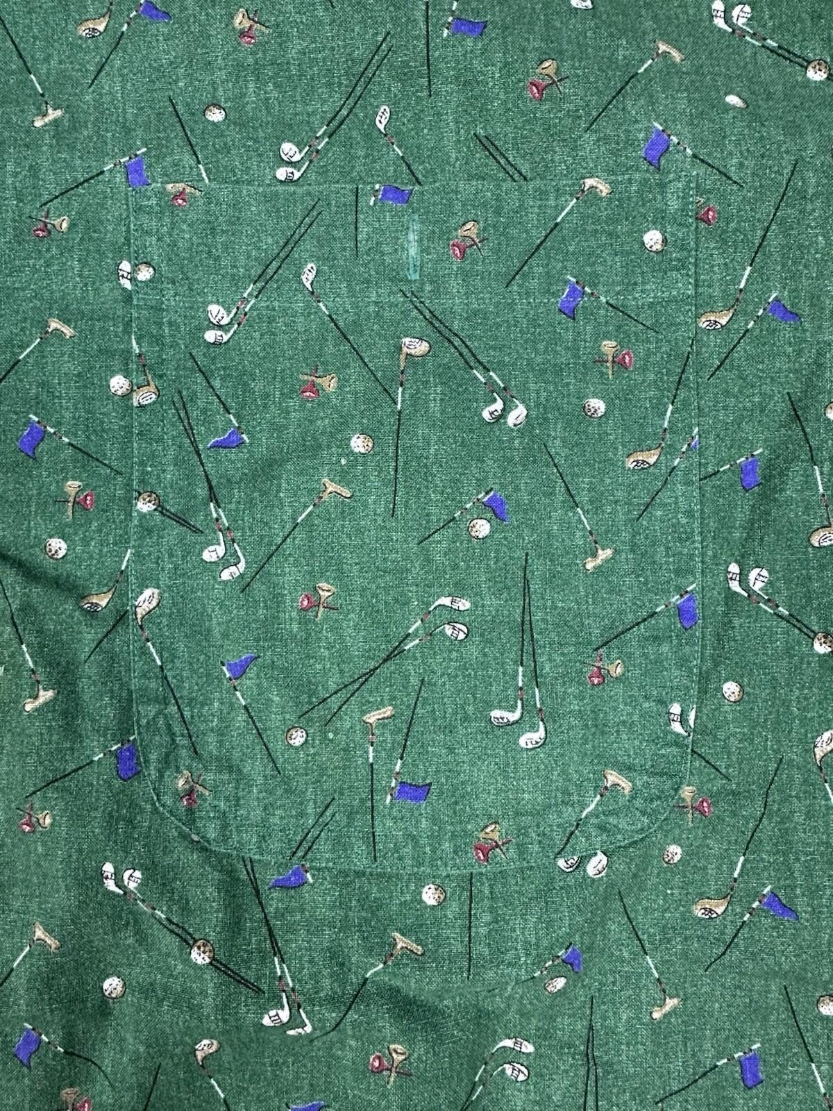 vintage 90's CHAPS RALPH LAUREN button down ALL OVER GOLF PRINT cotton XL green
