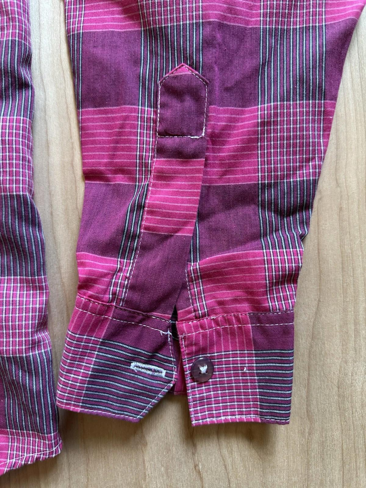vintage 80's womans Blouse button up SHIRT pink NEW WAVE punk DISCO medium