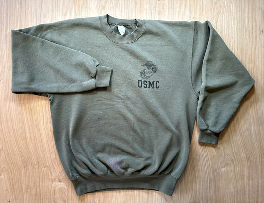 USMC Sweatshirt Mens L Marine Corps Military Crewneck Vintage 80s  sun FADED