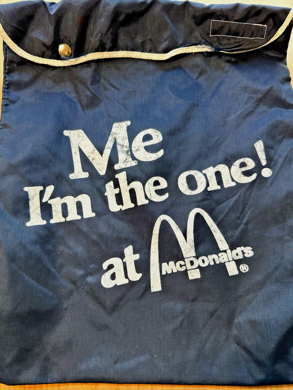Vintage McDONALDS Nylon PROMO Backpack Bag Navy Blue ☆ Me I'm the One!