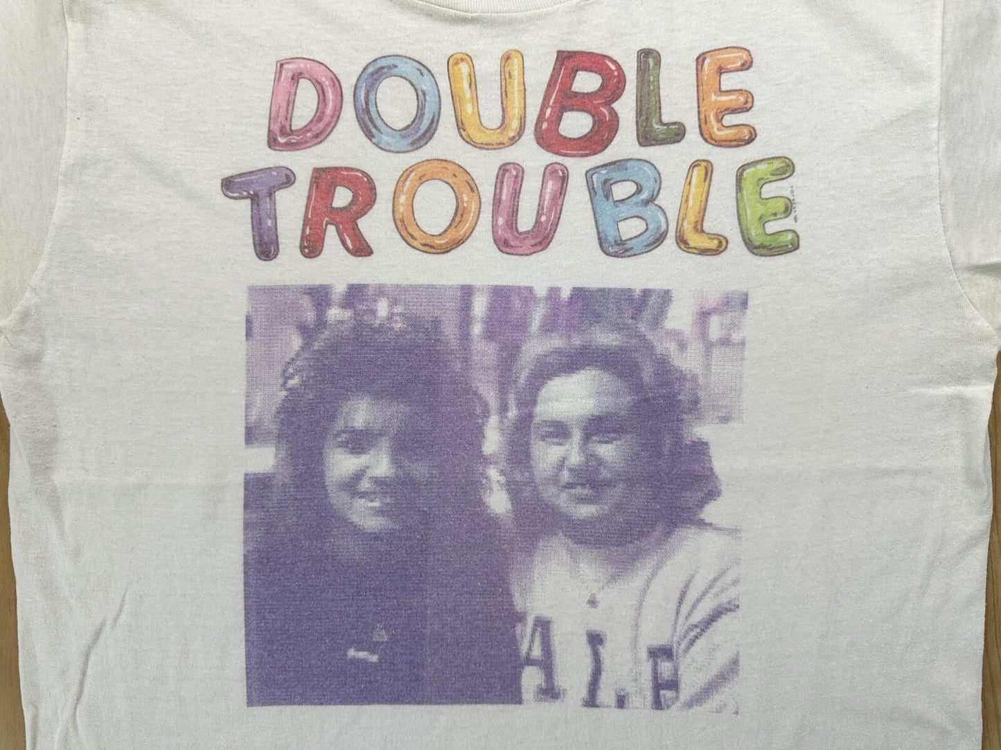 vintage 1980's DOUBLE TROUBLE computer printed graphics T SHIRT jerzees USA