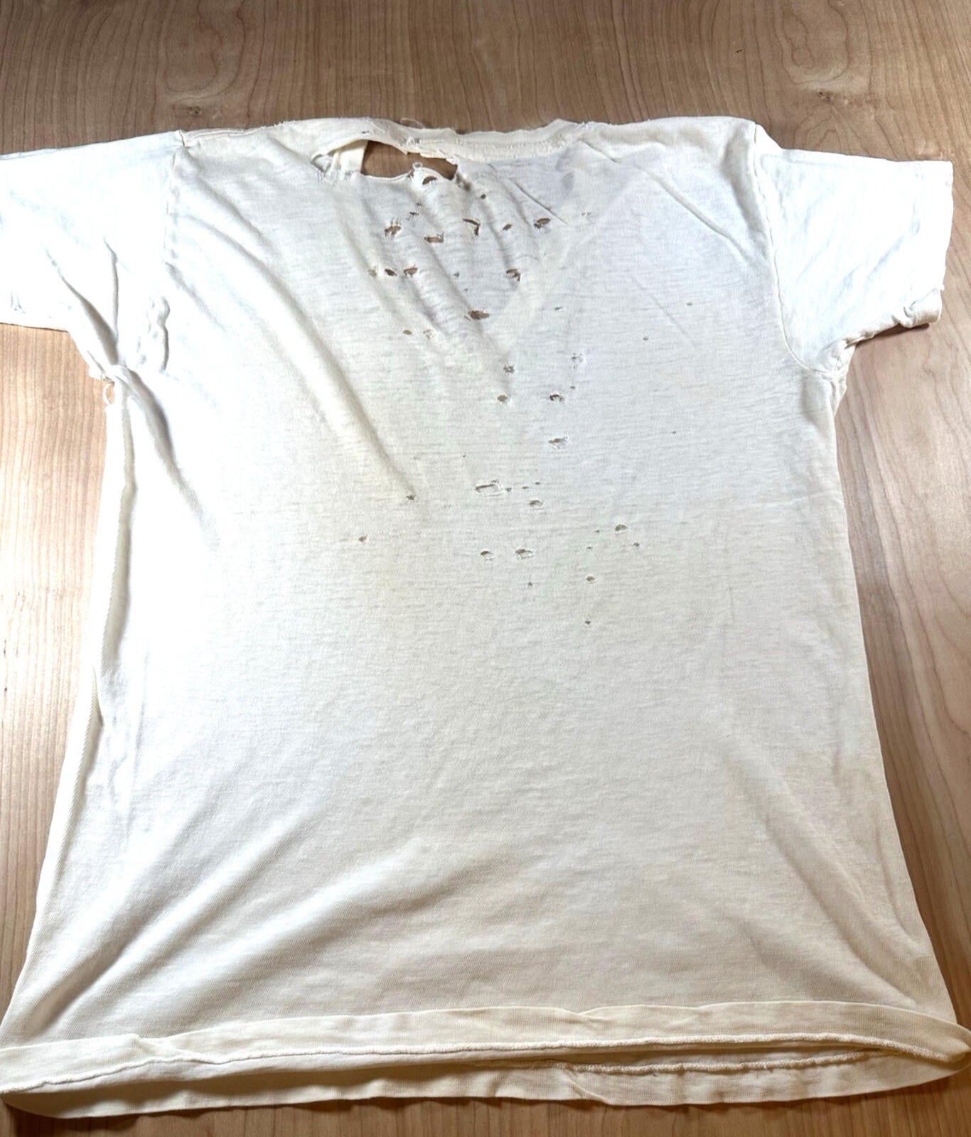 vintage 60's JOCKEY UNDERSHIRT v neck SHREDDED worn PATINA torn MEDIUM j2