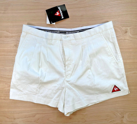 vintage 80's LE COQ SPORTIF deadstock with tags TENNIS SHORTS white PLEATED rad