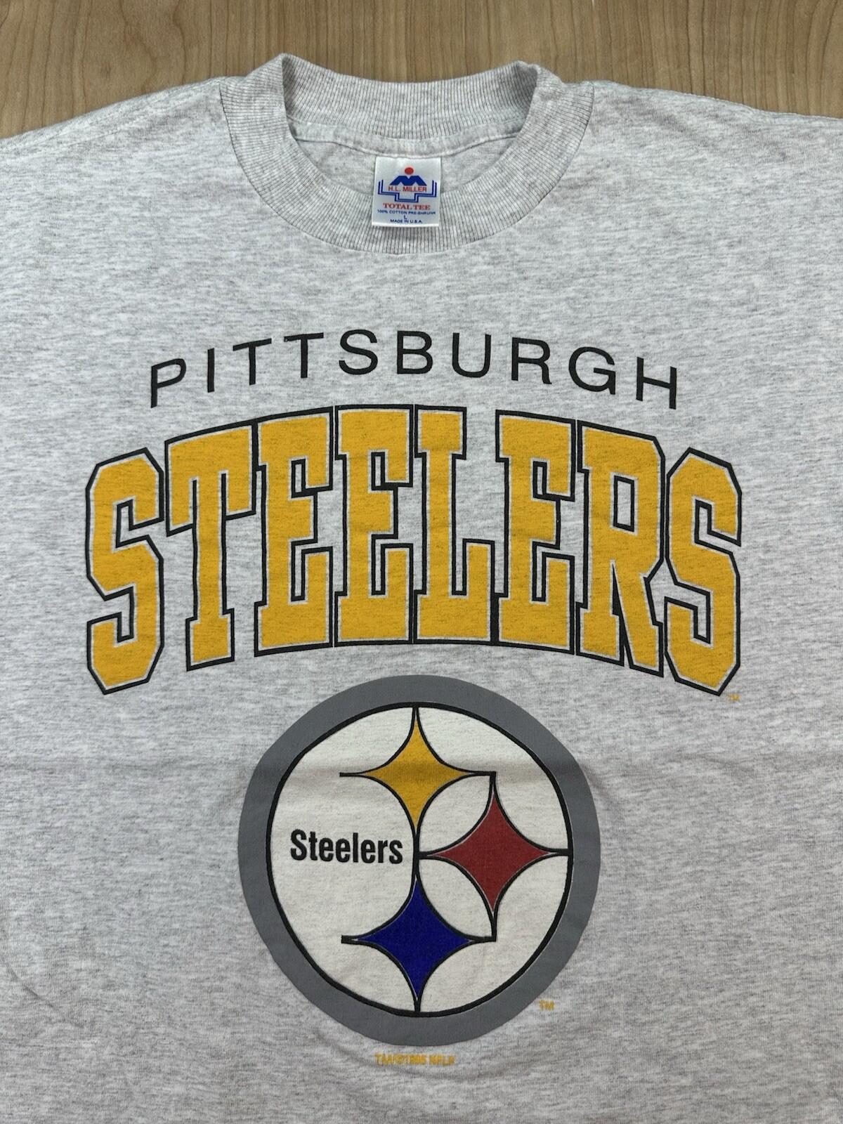 vintage 95 Pittsburgh STEELERS T SHIRT heavy duty all COTTON MILLER T usa made L