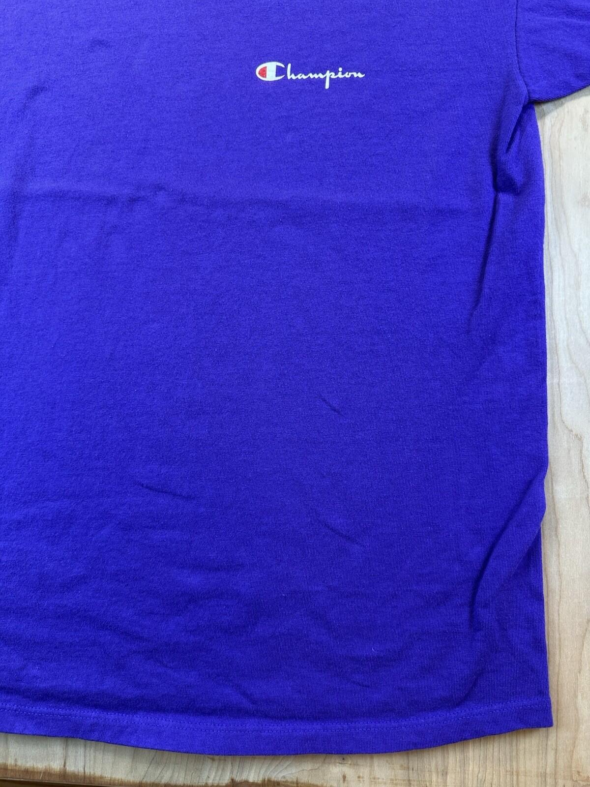 vintage 80's CHAMPION logo T SHIRT purple ALL COTTON made in USA xtra large