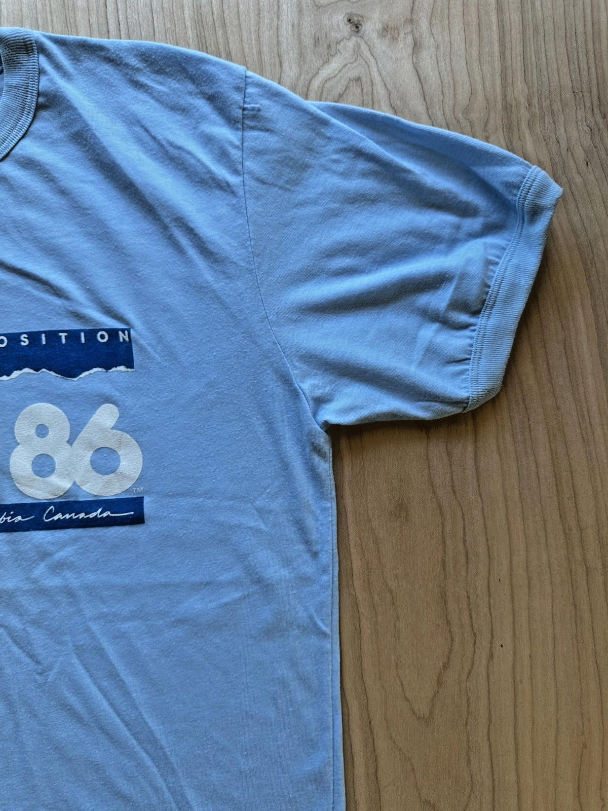 vintage 1986 WORLD EXPO t shirt VANCOUVER B.C. blue SINGLE STITCH official M/L