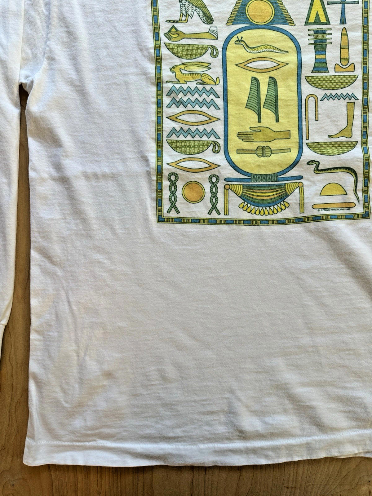 vintage 1992 PYRAMID PRINTWORKS longsleeve T SHIRT single stitich hyrogliphics