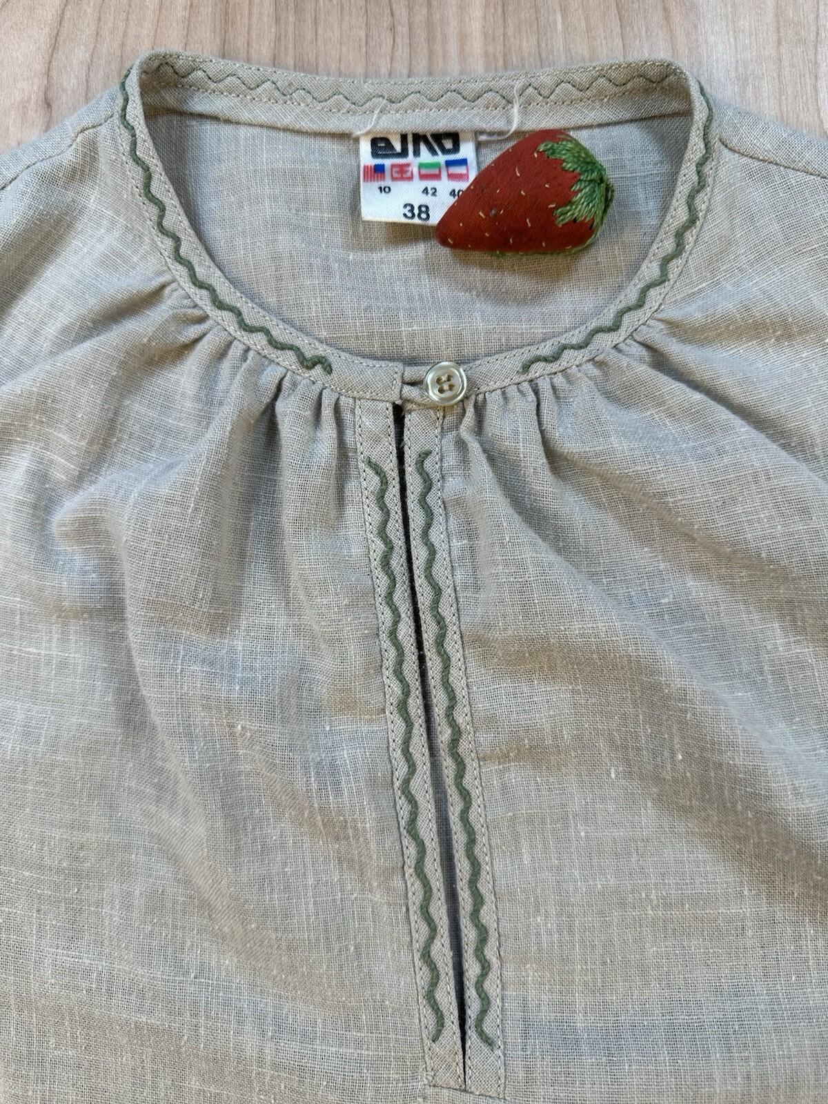 vintage 80's ELHO puff sleeve POP-OVER blouse SIZE MEDIUM hippy LANDGIRL