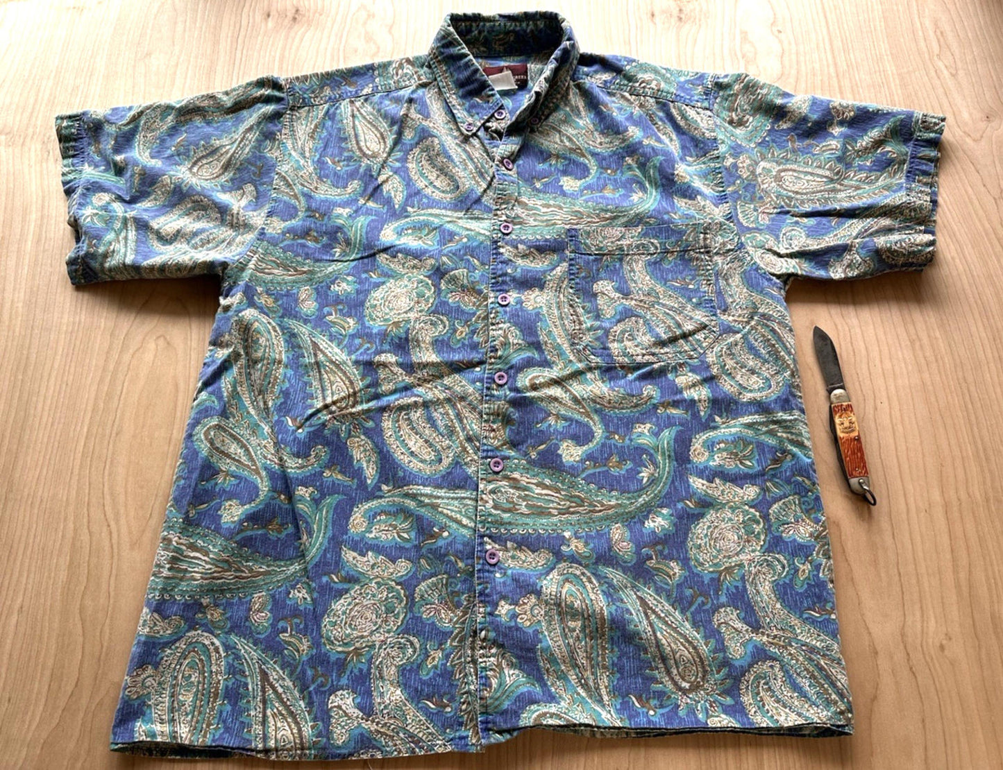 vintage 90's WRANGLER botton up PAISLEY SHIRT timber creek STR8 BOTTOM purple