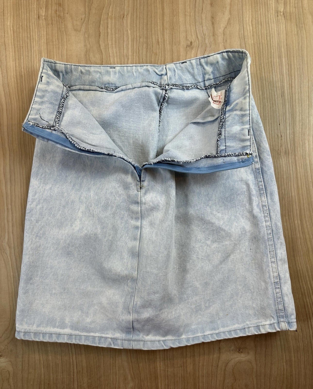 vintage 80's BONGO JEANS denim skirt SIZE 11 made in USA acid wash NEW WAVE prep