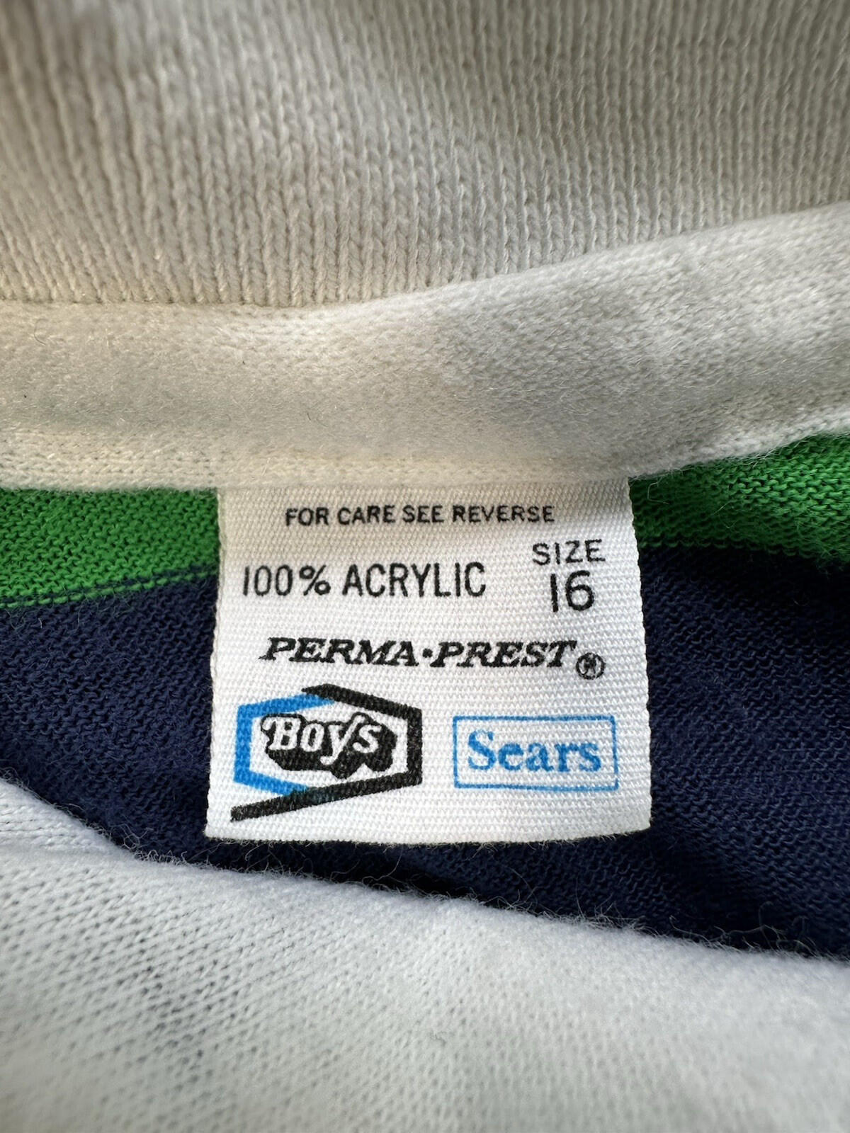 vintage 70's childrens RUGBY blue and green SEARS boys PERMA-PREST preppy