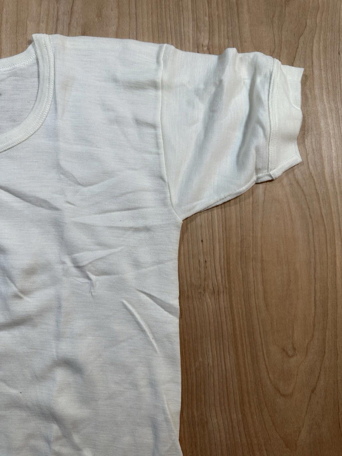 vintage 80's MAMABU wool blend SHORT SLEEVE UNDERSHIRT italian WHITE medium NEW