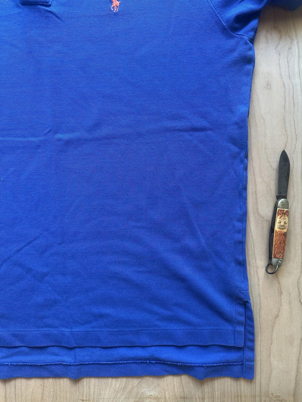 vintage 90's POLO shirt RALPH LAUREN blue pique WORN faded BROKEN IN soft