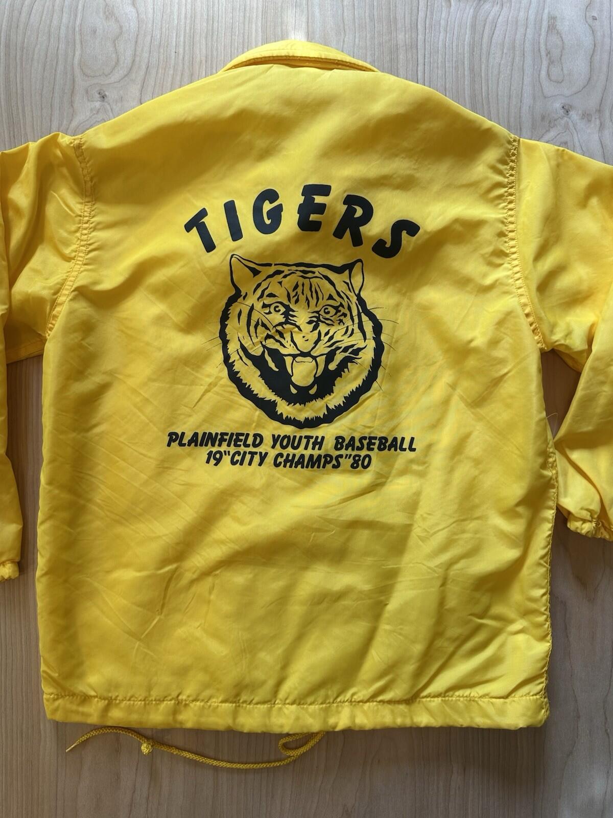 vintage 80's WINDBREAKER yellow TIGERS 1980 city champs SMALL skate PUNK indie