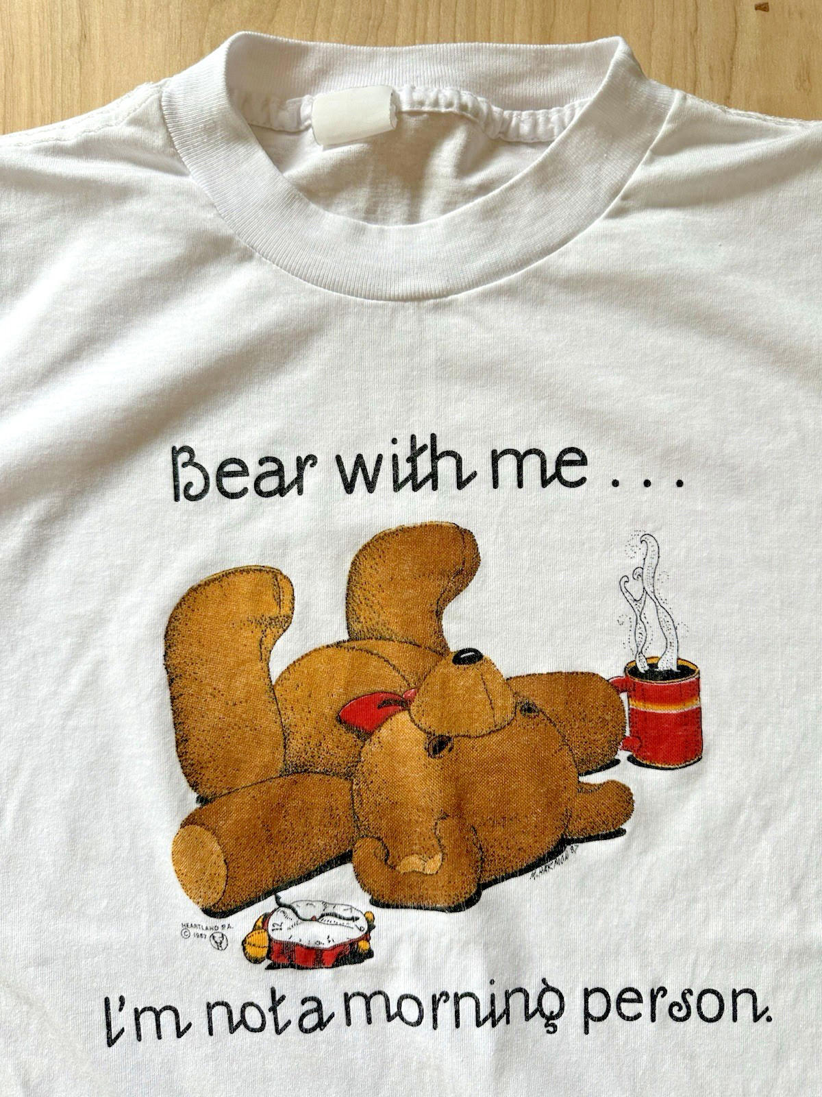 Vintage Bear With Me I’m Not A Morning Person T-Shirt Adult XL White 1990
