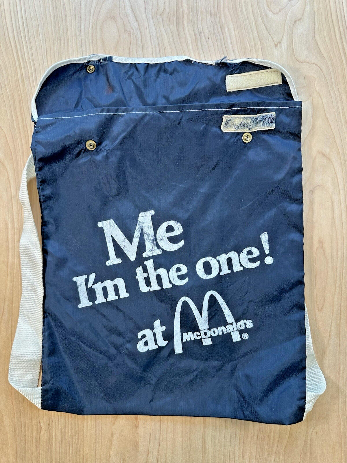 Vintage McDONALDS Nylon PROMO Backpack Bag Navy Blue ☆ Me I'm the One!