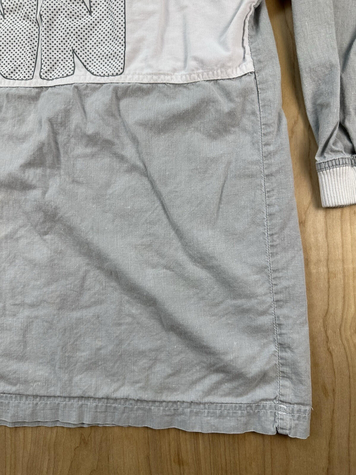 vintage 80's NAF NAF PARIS rugby ASNN collard button up GREY large PREPPY