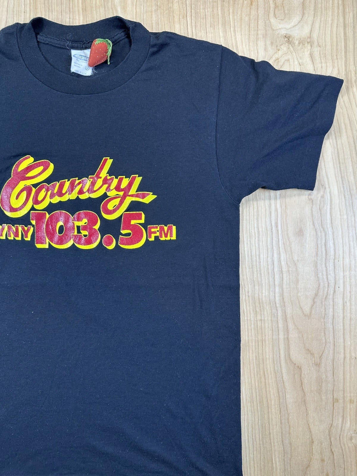 vintage 1988 NYC COUNTRY RADIO STATION t shirt wyny 103.5 FM ched tag BLACK med