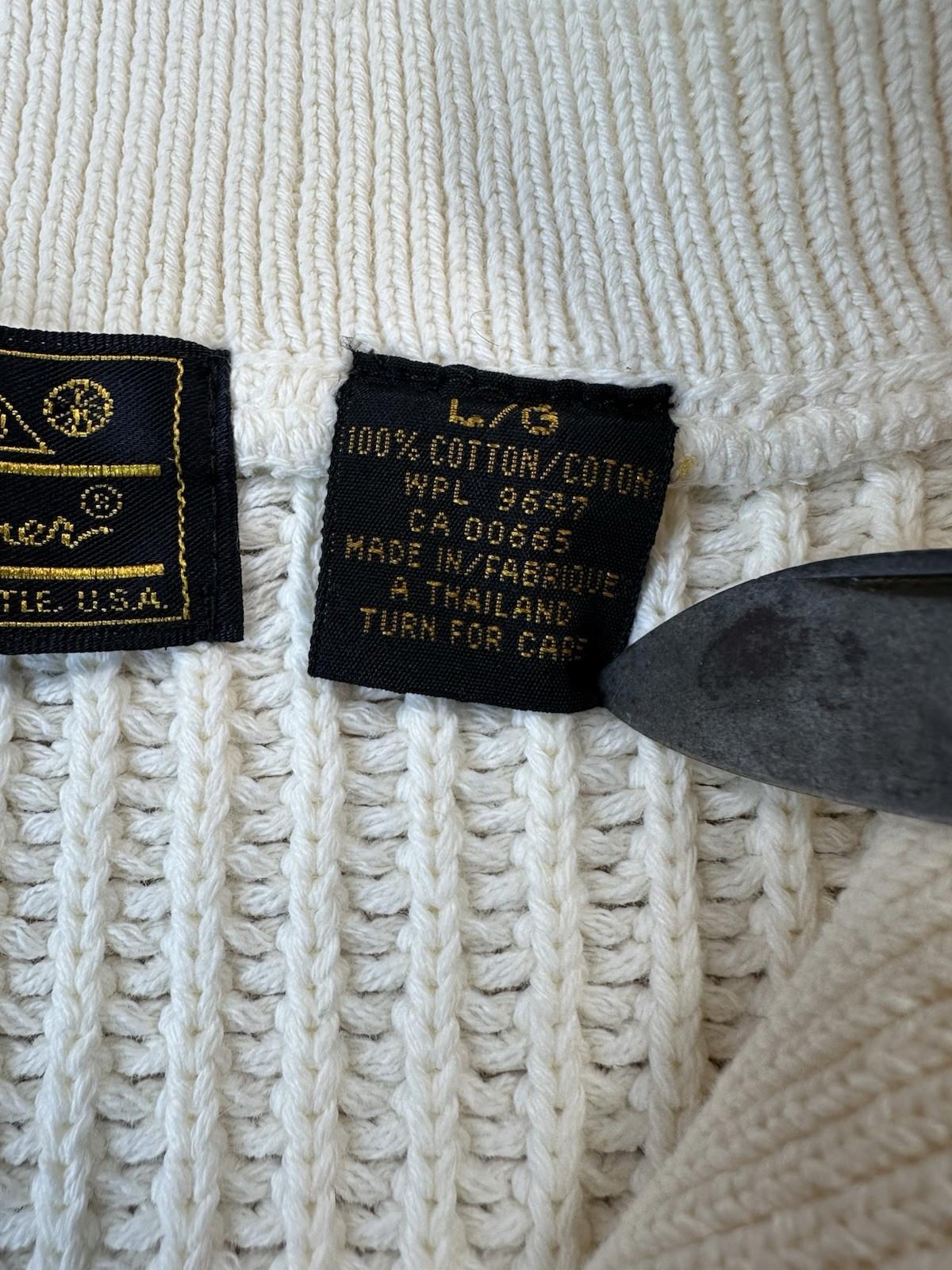 vintage 80's EDDIE BAUER henly SWEATER ribbed LARGE cotton FISHERMAN preppy