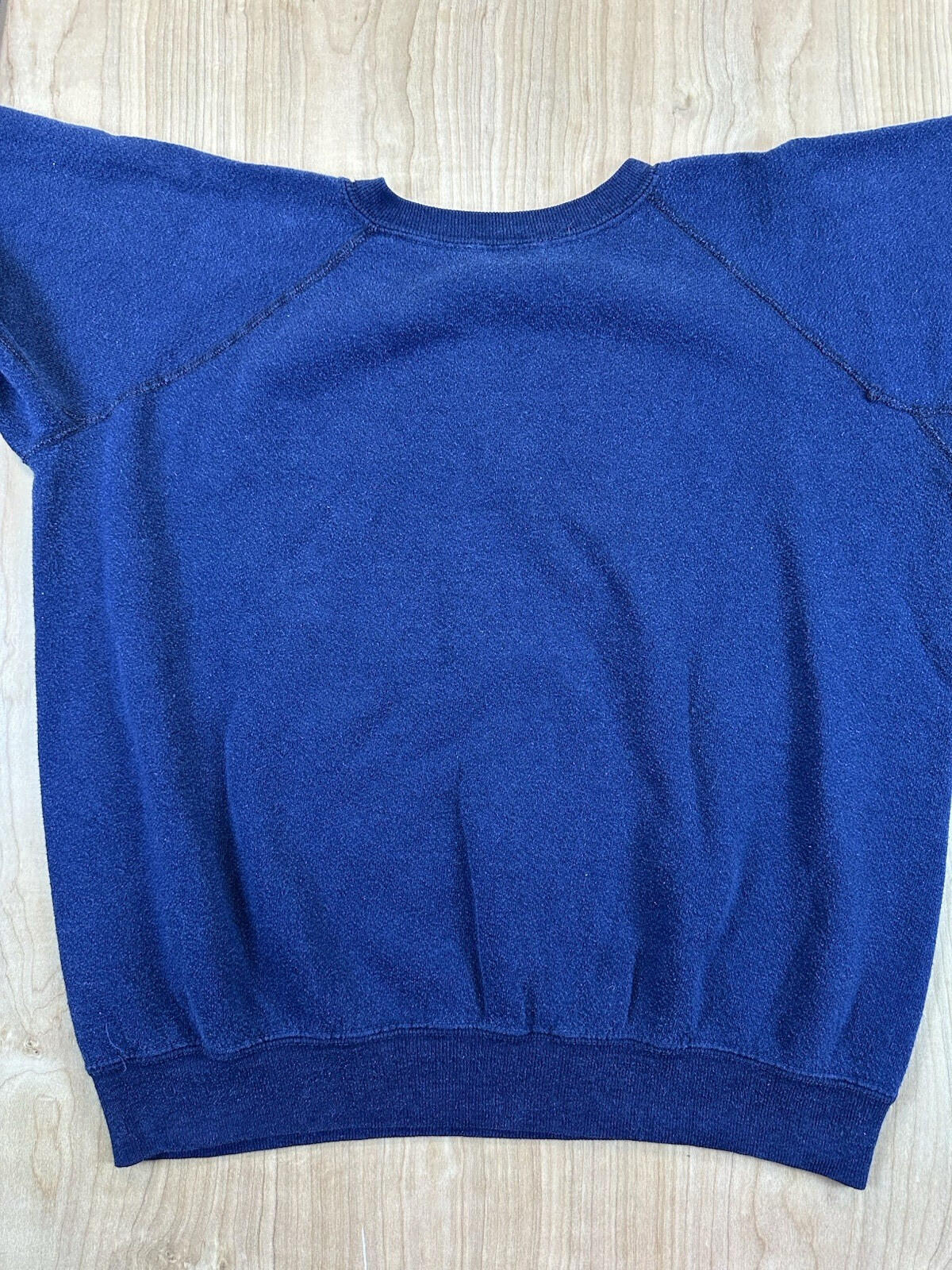 vintage 80's MAC AFEE SCHOOL sweatshirt GIRAFFE raglan BLUE small SOFT WORN wow