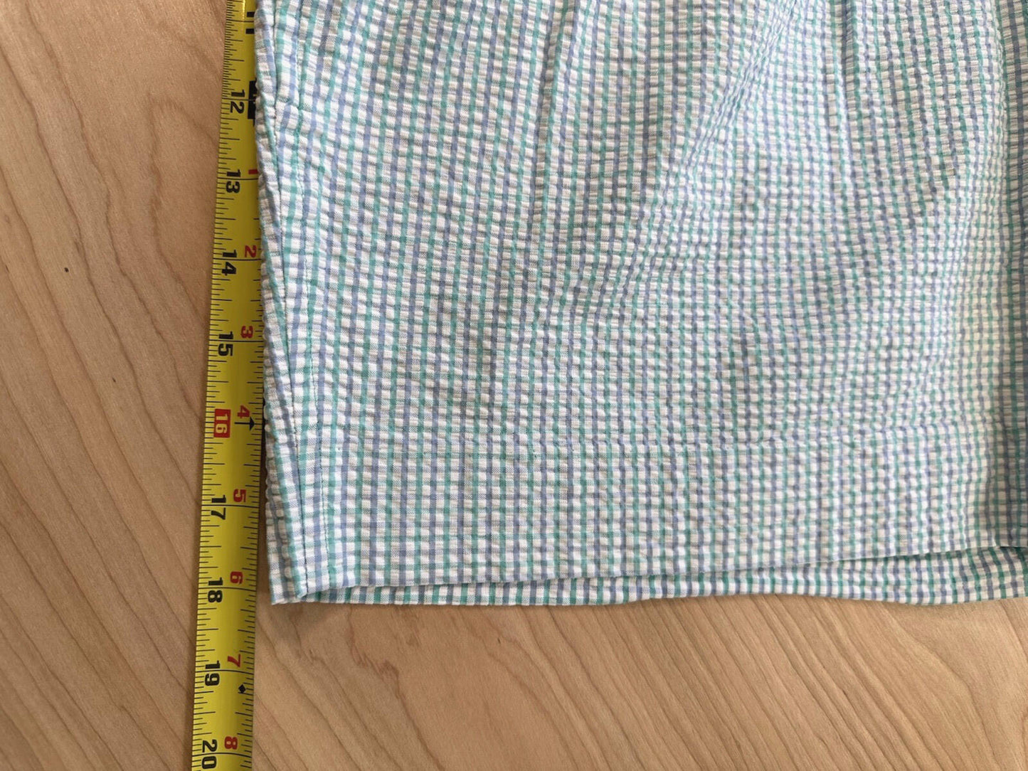 vintage 80's IZOD pleated SHORTS green and blue GINGHAM seersucker PREPPY