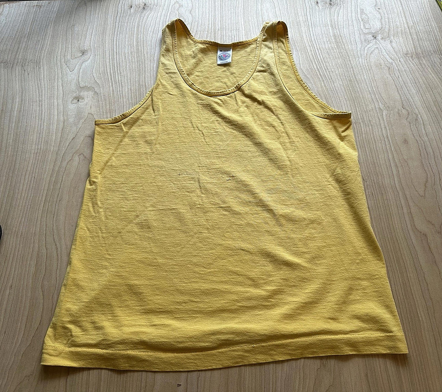 vintage 80's YELLOW TANK TOP cotton MEDIUM munsing wear SKATE indie NEW WAVE