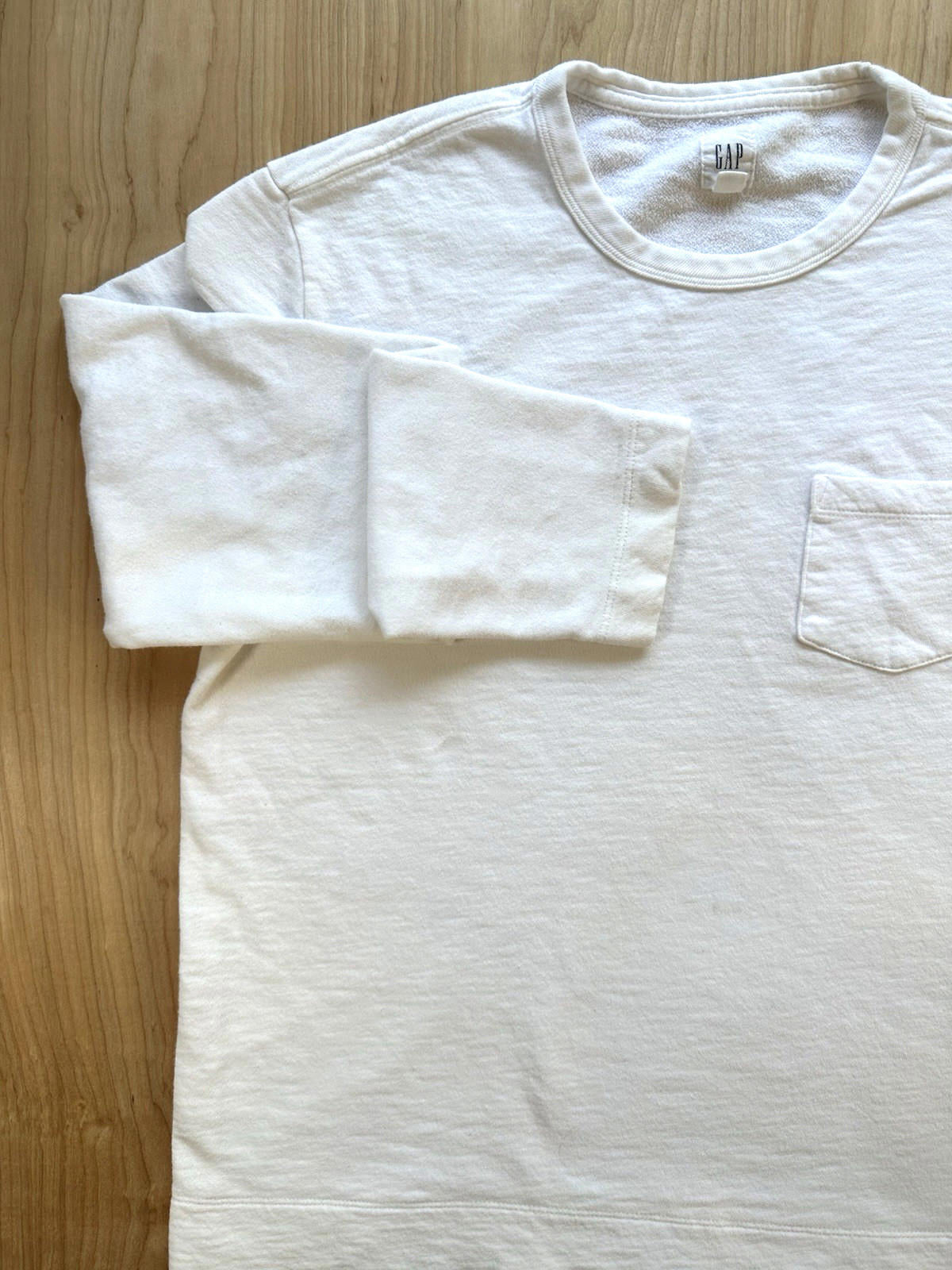 vintage GAP lightweight SWEATSHIRT longsleeve POCKET white LARGE all COTTON