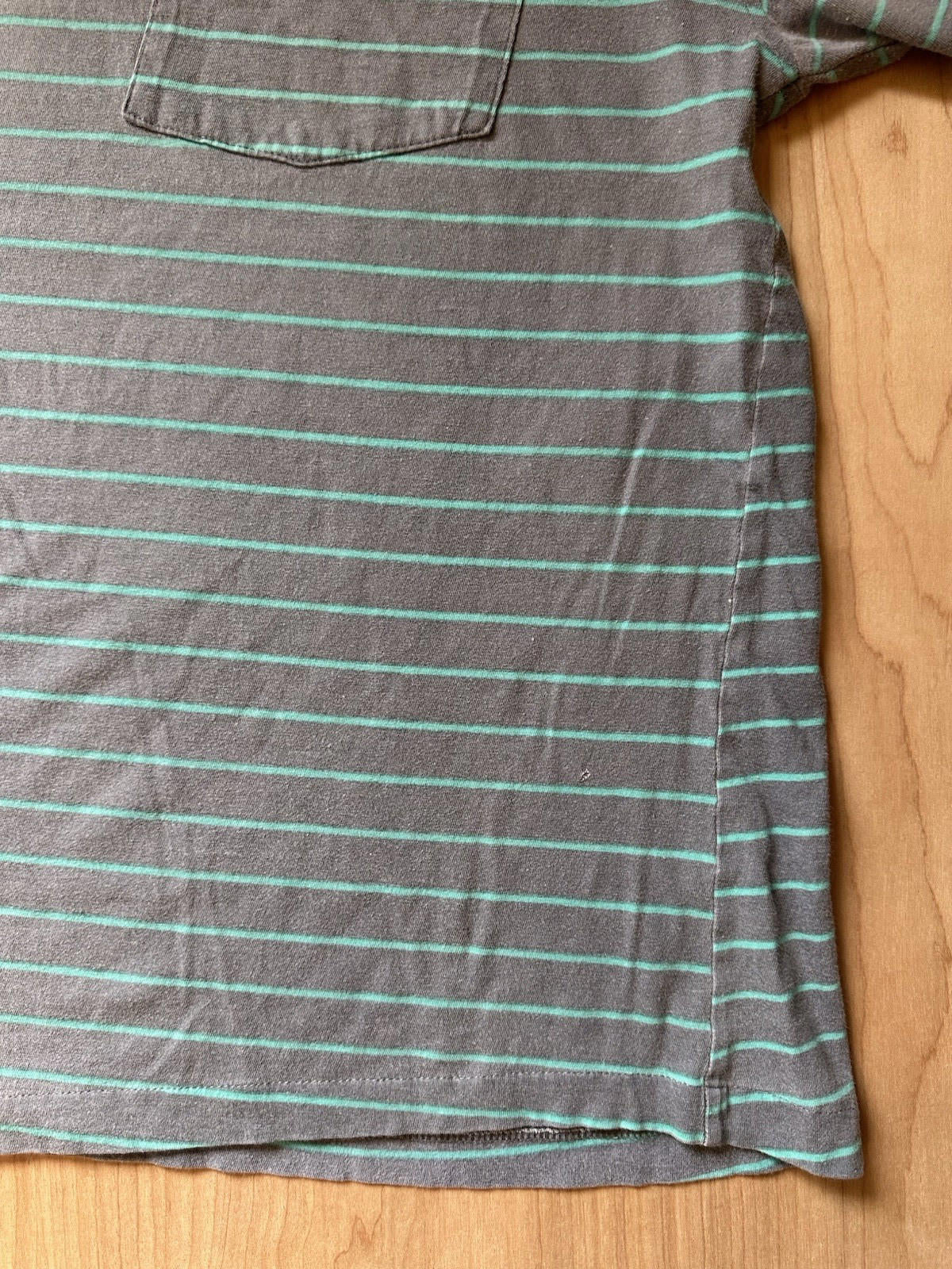 vintage 80's GITANO SHIRT teal and gray STRIPED miami vice LARGE rad sleeves