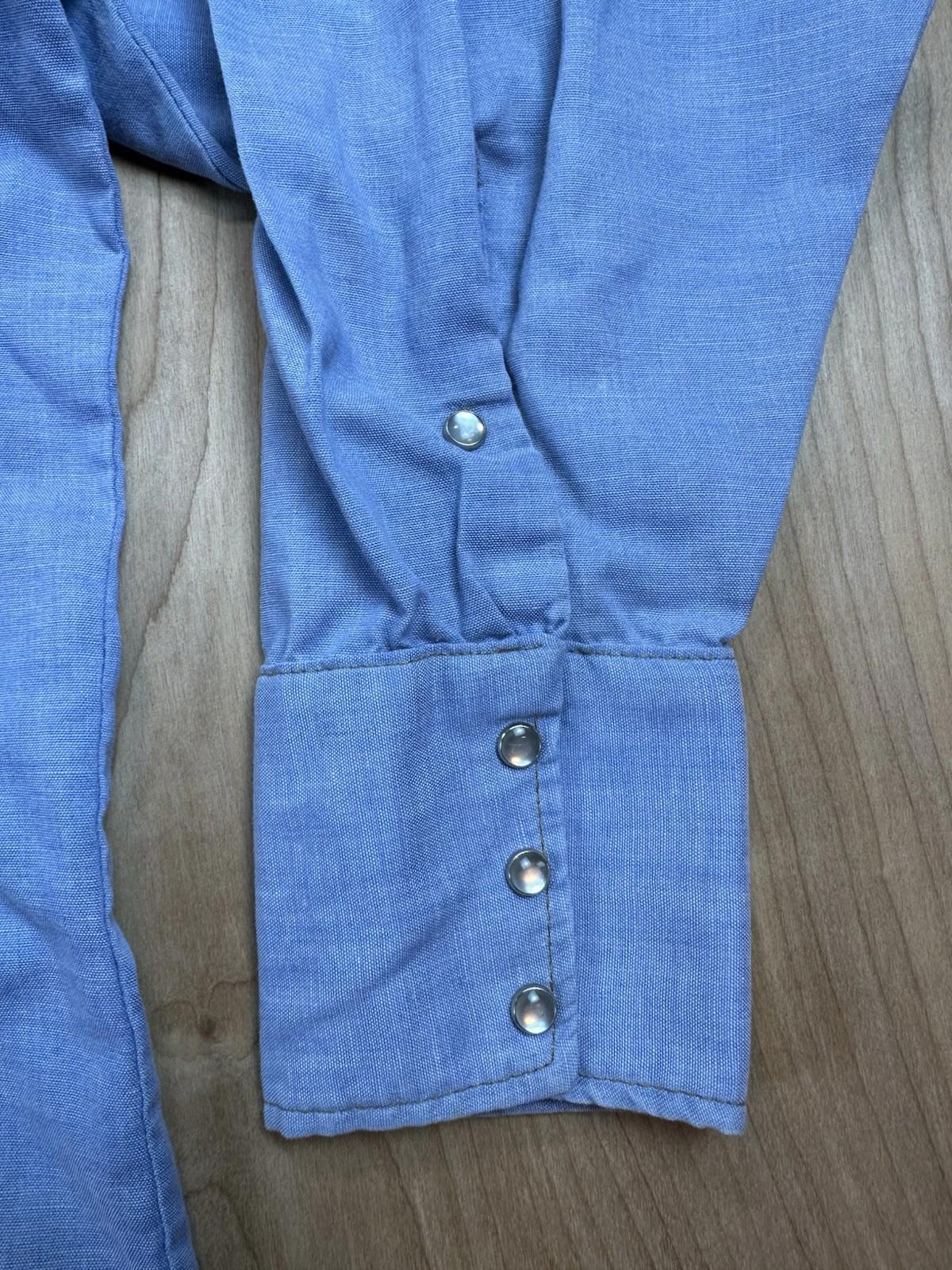 vintage 70's SEARS western wear 2XL pearl snap CHAMBRAY cowboy shirt
