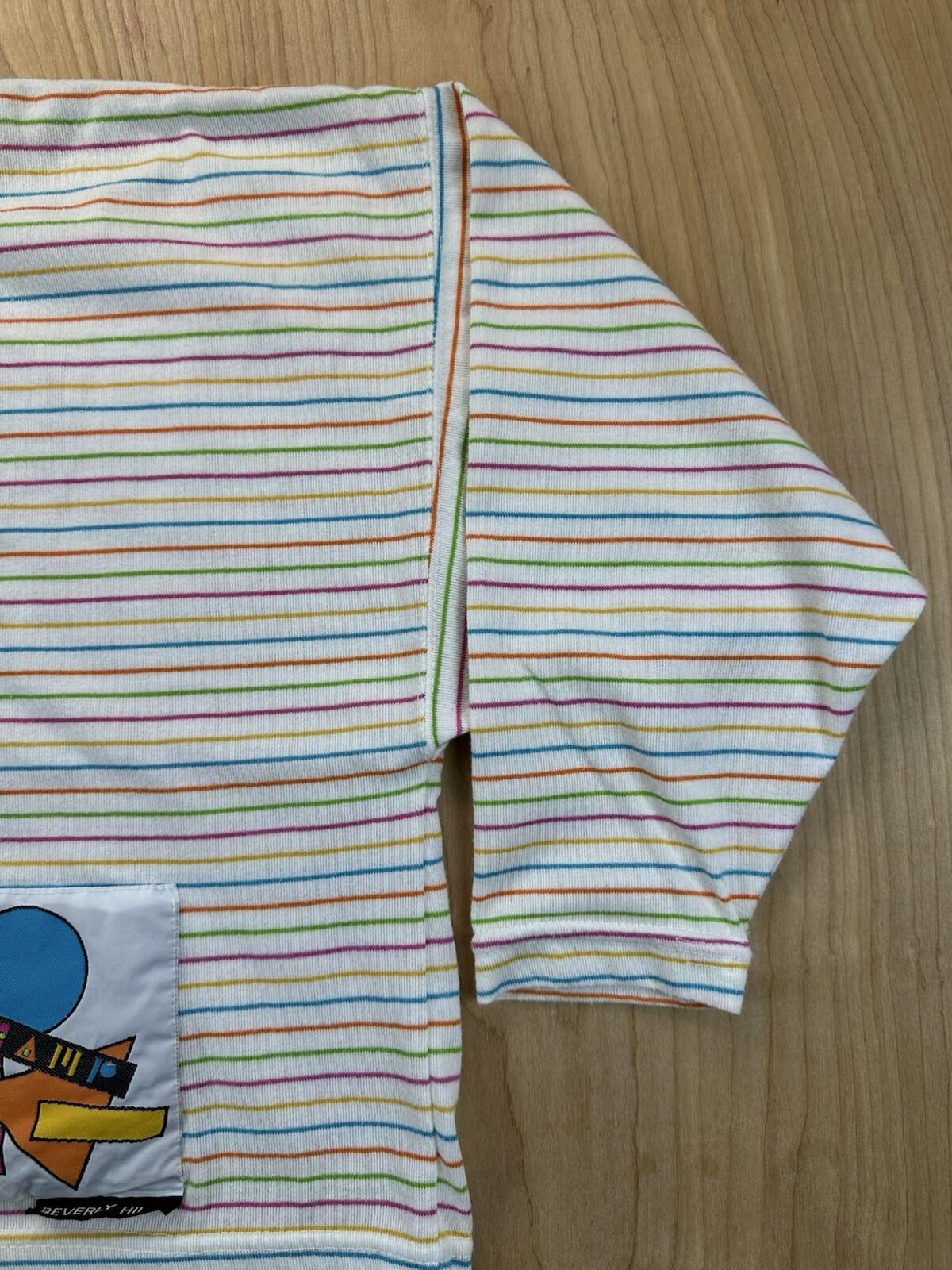 vintage 80's CAMP BEVERLY HILLS crop top applique NEW WAVE striped VALLEY GIRL