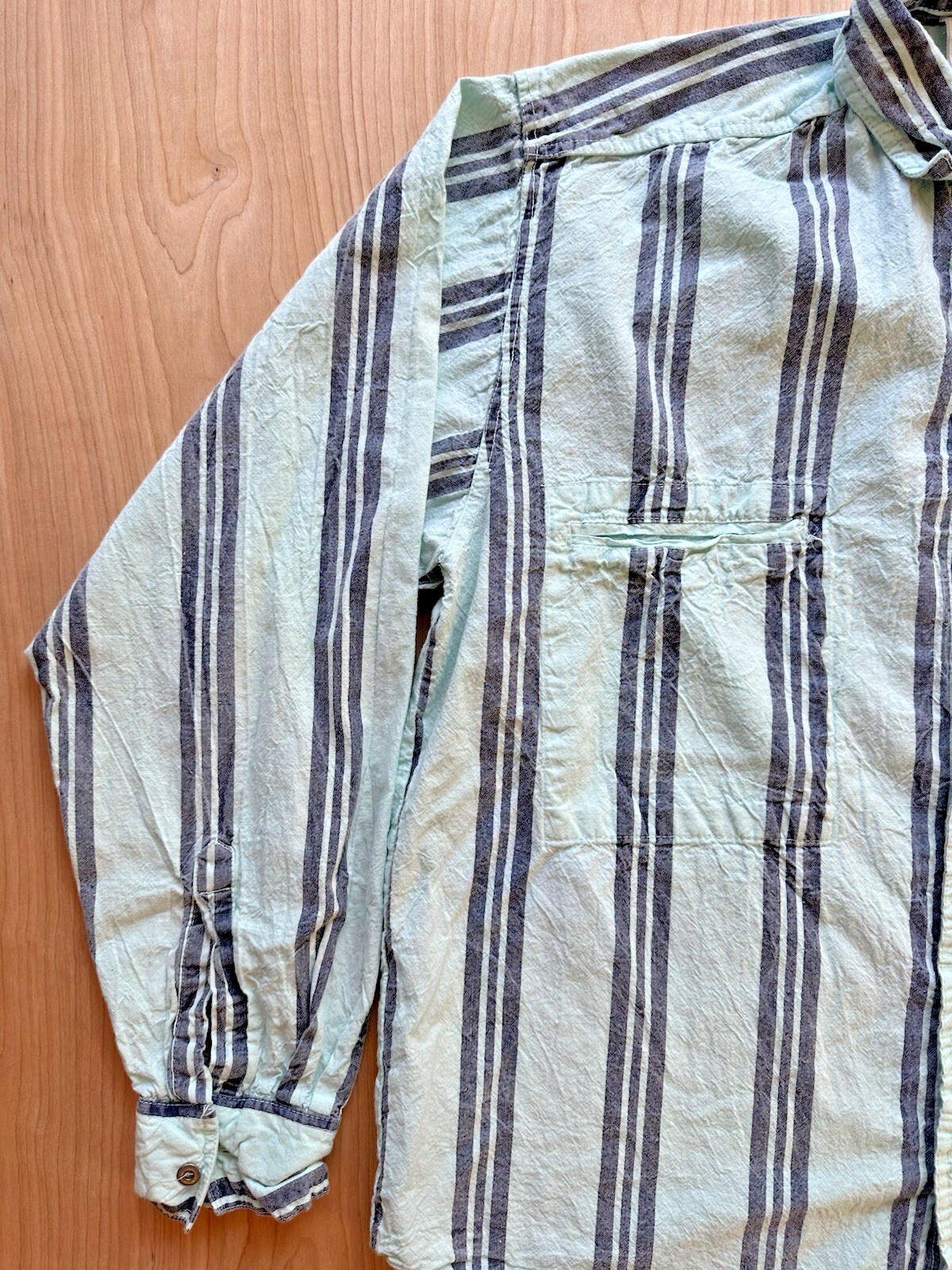 vintage SANTANA COLLECTION western BUTTON UP teal stripe LONG SLEEVE medium