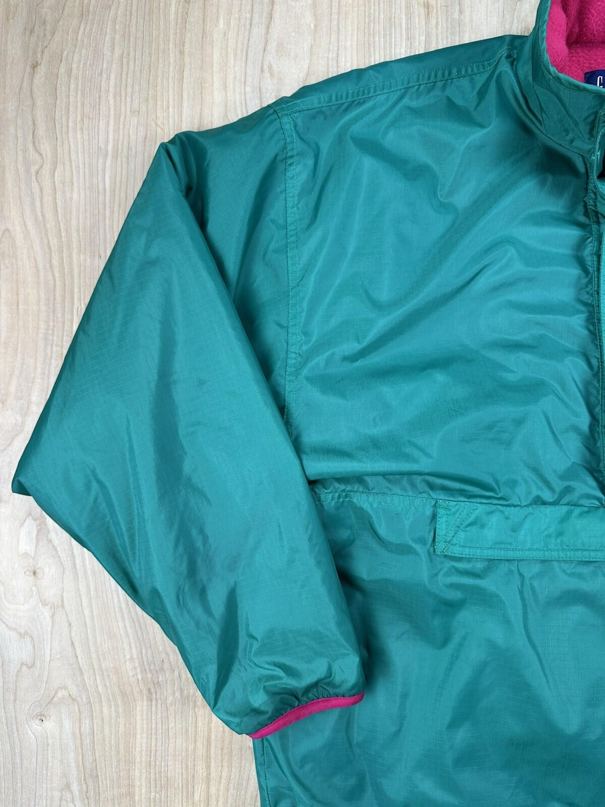 vintage 90's GAP anorak GREEN and PINK reversible ARCTIC LIGHT FLEECE large